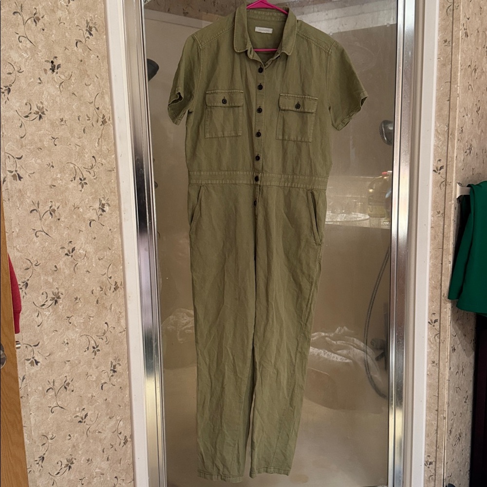 Outerknown SEA Olive Green Organic Cotton Limen‎ Jumpsuit Romper M - Picture 5 of 12